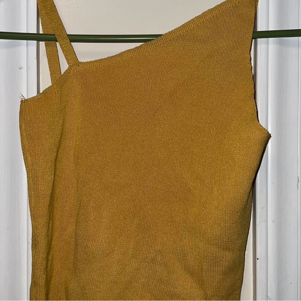 SHEIN Mustard One-Shoulder Crop Top